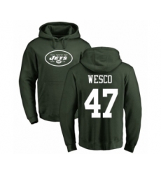 Football New York Jets #47 Trevon Wesco Green Name & Number Logo Pullover Hoodie
