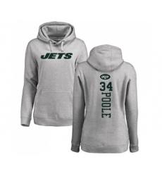 Football Women's New York Jets #34 Brian Poole Ash Backer Pullover Hoodie