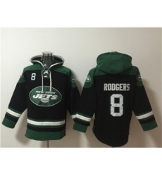Men's New York Jets #8 Aaron Rodgers Black Ageless Must-Have Lace-Up Pullover Hoodie