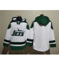 Men's New York Jets Blank White Ageless Must-Have Lace-Up Pullover Hoodie