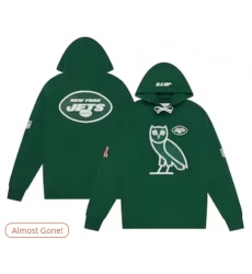 Men's New York Jets OVO x NFL Green OG Owl Pullover Hoodie