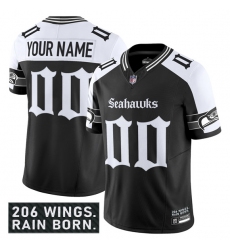 Men's Seattle Seahawks Active Player Custom Black Alternate 2025 F.U.S.E. 'Gothic Rain City Shadows Edition' Vapor Limited Stitched Jersey
