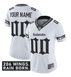 Women's Seattle Seahawks Active Player Custom White 2025 F.U.S.E. 'Gothic Rain City Shadows Edition' Vapor Untouchable Limited Football Stitched Jersey