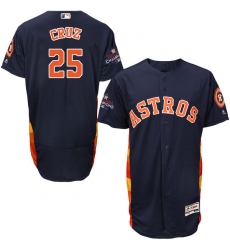 Men's Majestic Houston Astros #25 Jose Cruz Jr. Authentic Navy Blue Alternate 2017 World Series Champions Flex Base MLB Jersey