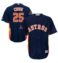 Youth Majestic Houston Astros #25 Jose Cruz Jr. Replica Navy Blue Alternate 2017 World Series Champions Cool Base MLB Jersey