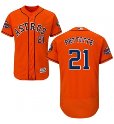 Men's Majestic Houston Astros #21 Andy Pettitte Authentic Orange Alternate 2017 World Series Champions Flex Base MLB Jersey