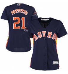 Women's Majestic Houston Astros #21 Andy Pettitte Replica Navy Blue Alternate 2017 World Series Champions Cool Base MLB Jersey