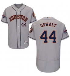 Men's Majestic Houston Astros #44 Roy Oswalt Authentic Grey Road 2017 World Series Champions Flex Base MLB Jersey