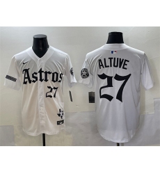 Men's Houston Astros #27 Jose Altuve White Gothic 'Houston Born Barrio Raised' Limited Stitched Baseball Jersey