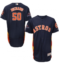 Men's Majestic Houston Astros #50 J.R. Richard Authentic Navy Blue Alternate 2017 World Series Champions Flex Base MLB Jersey