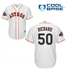 Men's Majestic Houston Astros #50 J.R. Richard Replica White Home 2017 World Series Champions Cool Base MLB Jersey