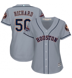 Women's Majestic Houston Astros #50 J.R. Richard Replica Grey Road 2017 World Series Champions Cool Base MLB Jersey