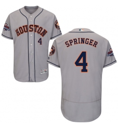 Men's Majestic Houston Astros #4 George Springer Authentic Grey Road 2017 World Series Champions Flex Base MLB Jersey