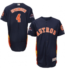 Men's Majestic Houston Astros #4 George Springer Authentic Navy Blue Alternate 2017 World Series Champions Flex Base MLB Jersey