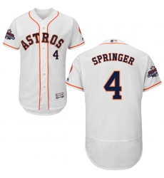 Men's Majestic Houston Astros #4 George Springer Authentic White Home 2017 World Series Champions Flex Base MLB Jersey