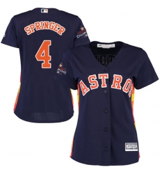 Women's Majestic Houston Astros #4 George Springer Replica Navy Blue Alternate 2017 World Series Champions Cool Base MLB Jersey