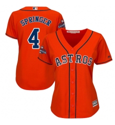 Women's Majestic Houston Astros #4 George Springer Replica Orange Alternate 2017 World Series Champions Cool Base MLB Jersey