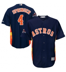 Youth Majestic Houston Astros #4 George Springer Replica Navy Blue Alternate 2017 World Series Champions Cool Base MLB Jersey