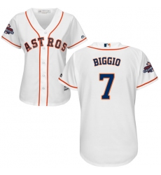 Women's Majestic Houston Astros #7 Craig Biggio Replica White Home 2017 World Series Champions Cool Base MLB Jersey