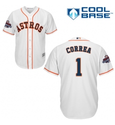 Men's Majestic Houston Astros #1 Carlos Correa Replica White Home 2017 World Series Champions Cool Base MLB Jersey