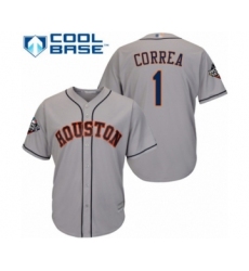 Youth Houston Astros #1 Carlos Correa Authentic Grey Road Cool Base 2019 World Series Bound Baseball Jersey