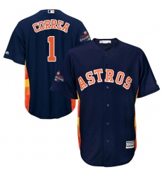 Youth Majestic Houston Astros #1 Carlos Correa Replica Navy Blue Alternate 2017 World Series Champions Cool Base MLB Jersey