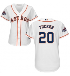 Women's Majestic Houston Astros #20 Preston Tucker Replica White Home 2017 World Series Champions Cool Base MLB Jersey