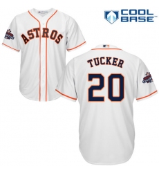 Youth Majestic Houston Astros #20 Preston Tucker Replica White Home 2017 World Series Champions Cool Base MLB Jersey