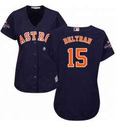 Women's Majestic Houston Astros #15 Carlos Beltran Replica Navy Blue Alternate 2017 World Series Champions Cool Base MLB Jersey