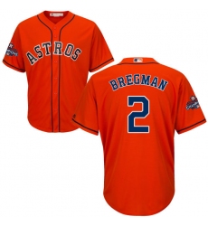 Men's Majestic Houston Astros #2 Alex Bregman Replica Orange Alternate 2017 World Series Champions Cool Base MLB Jersey