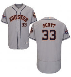 Men's Majestic Houston Astros #33 Mike Scott Authentic Grey Road 2017 World Series Champions Flex Base MLB Jersey