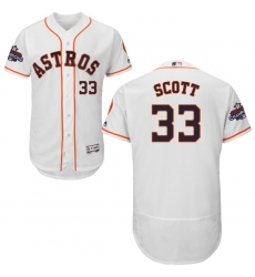 Men's Majestic Houston Astros #33 Mike Scott Authentic White Home 2017 World Series Champions Flex Base MLB Jersey