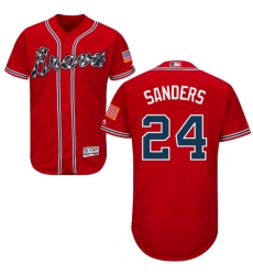 Men's Majestic Atlanta Braves #24 Deion Sanders Red Alternate Flex Base Authentic Collection MLB Jersey