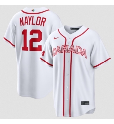 Men's Canada Baseball #12 Josh Naylor White 2026 World Baseball Classic Home Stadium Stitched Jersey
