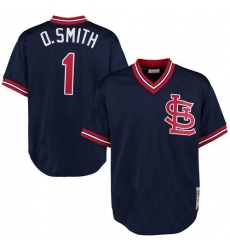 Men's Mitchell and Ness 1994 St. Louis Cardinals #1 Ozzie Smith Authentic Navy Blue Throwback MLB Jersey