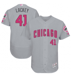 Men's Majestic Chicago Cubs #41 John Lackey Grey Mother's Day Flexbase Authentic Collection MLB Jersey