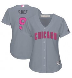 Women's Majestic Chicago Cubs #9 Javier Baez Authentic Grey Mother's Day Cool Base MLB Jersey