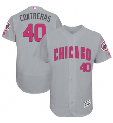 Men's Majestic Chicago Cubs #40 Willson Contreras Grey Mother's Day Flexbase Authentic Collection MLB Jersey