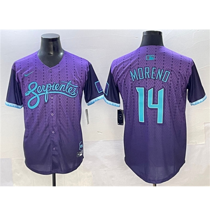 Men's Arizona Diamondbacks #14 Gabriel Moreno Purple 2025 City Connect Limited Stitched Baseball Jersey