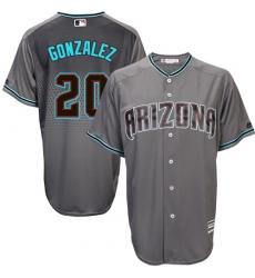 Men's Majestic Arizona Diamondbacks #20 Luis Gonzalez Authentic Gray/Turquoise Cool Base MLB Jersey