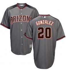 Men's Majestic Arizona Diamondbacks #20 Luis Gonzalez Authentic Grey Road Cool Base MLB Jersey