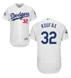 Men's Majestic Los Angeles Dodgers #32 Sandy Koufax Authentic White Home 2017 World Series Bound Flex Base MLB Jersey