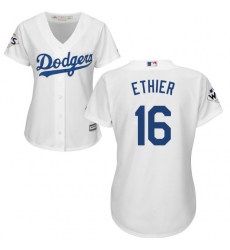 Women's Majestic Los Angeles Dodgers #16 Andre Ethier Replica White Home 2017 World Series Bound Cool Base MLB Jersey