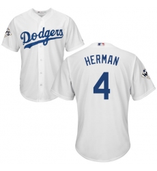 Youth Majestic Los Angeles Dodgers #4 Babe Herman Authentic White Home 2017 World Series Bound Cool Base MLB Jersey