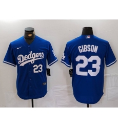 Men's Los Angeles Dodgers #23 Kirk Gibson Number Blue Cool Base Stitched Jerseys