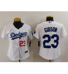 Women's Los Angeles Dodgers #23 Kirk Gibson Number White Cool Base Stitched Jersey