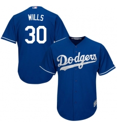 Youth Majestic Los Angeles Dodgers #30 Maury Wills Replica Royal Blue Alternate Cool Base MLB Jersey
