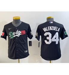 Youth Los Angeles Dodgers #34 Fernando Valenzuela Black Mexico 2020 World Series Cool Base Nike Jersey