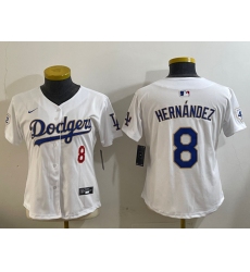 Women's Los Angeles Dodgers #8 Enrique Hernández white 2024 Jackie Robinson Limited Stitched Jersey