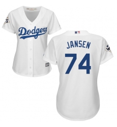 Women's Majestic Los Angeles Dodgers #74 Kenley Jansen Replica White Home 2017 World Series Bound Cool Base MLB Jersey